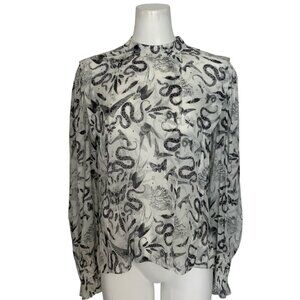 AllSaints Jasmine Somnium Top Blouse 4 Sheer Snake Design